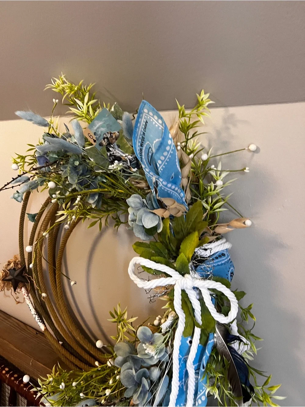 Authentic Lariat Rope Wreath Western Cottage Farmhouse Decor